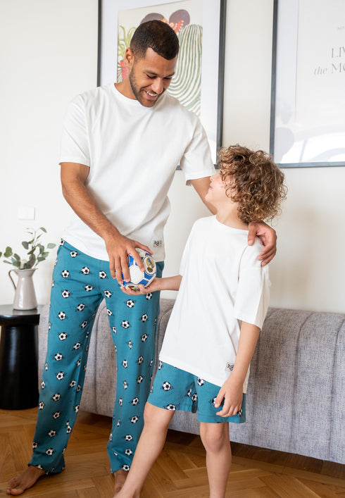 Men summer pajama set Off White T-shirt + Football Pants